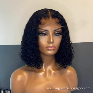 Overnight Delivery Curly Cuticle Aligned Closure Brazilian Bob Virgin Frontal For Black Women Lace Front Human Hair Wigs